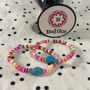 Boho polymer clay beads bracelet with shell turquoise stone.